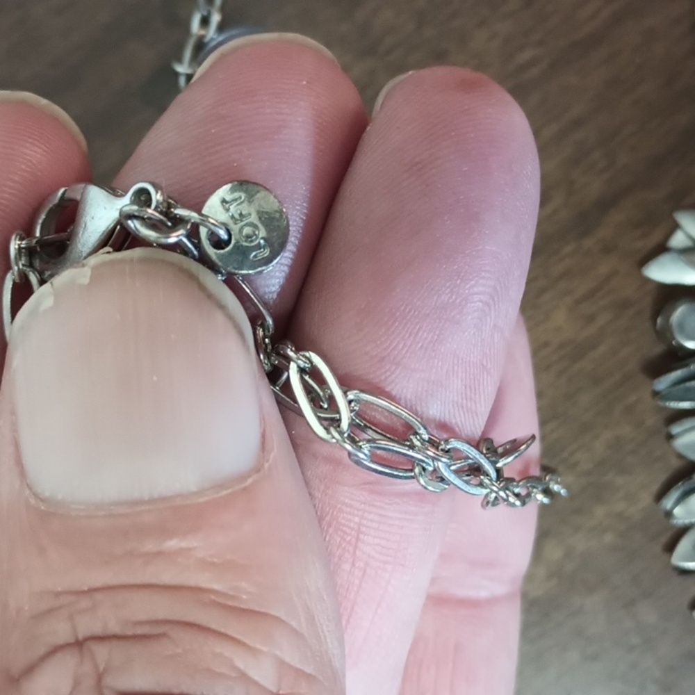 Loft Silver Tone Leaf Necklace With Sparkle Stones - Picture 3 of 3